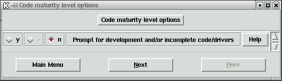 Het instellen van de 'code maturity level options'.